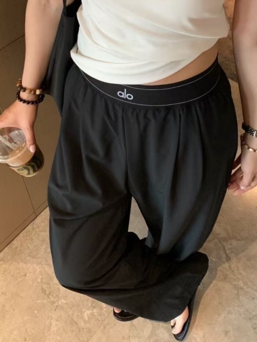 NWT Alo Yoga🤫Suit Up Trouser Black Regular Wide Leg High Rise